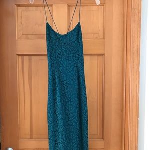 Teal lace midi dress